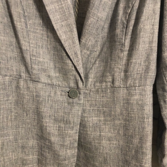 CAbi 215 Linen Beach Walk Blazer Light Blue Slate Gray Sz 12 - Picture 3 of 7